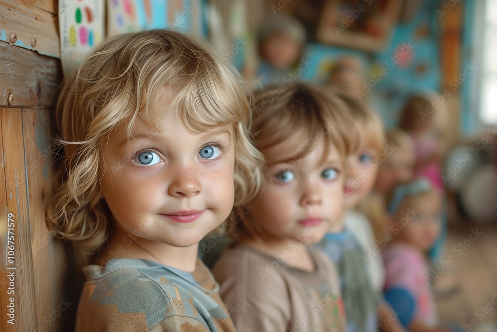 A group of children enjoys playful activities in a vibrant kindergarten environment A group of children enjoys playful activities in a vibrant kindergarten environment