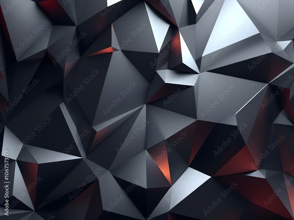 Abstract 3D Triangular Pattern with Sharp Edges and Metallic Sheen, Creating a Futuristic and Geometric Background