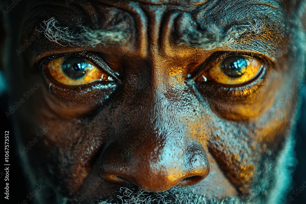 Intense gaze of an elderly man with deep, thoughtful eyes captured in vivid detail Intense gaze of an elderly man with deep, thoughtful eyes captured in vivid detail