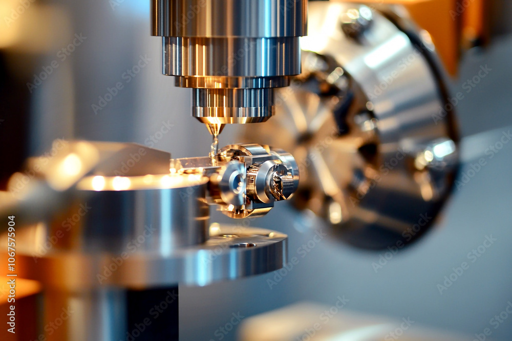 A close-up view of CNC machinery in a milling factory, with tools and metal being processed through automation. scene highlights the industrial milling process, showcasing precision machinery, molds A close-up view of CNC machinery in a milling factory, with tools and metal being processed through automation. scene highlights the industrial milling process, showcasing precision machinery, molds