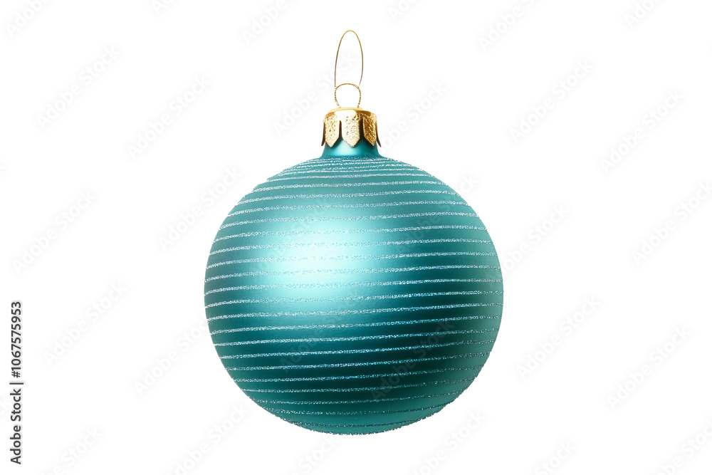 A shiny blue Christmas ornament with a glittering texture, isolated on white background. Concept of holiday decoration. A shiny blue Christmas ornament with a glittering texture, isolated on white background. Concept of holiday decoration.