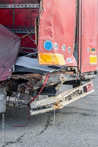 View of truck in an accident