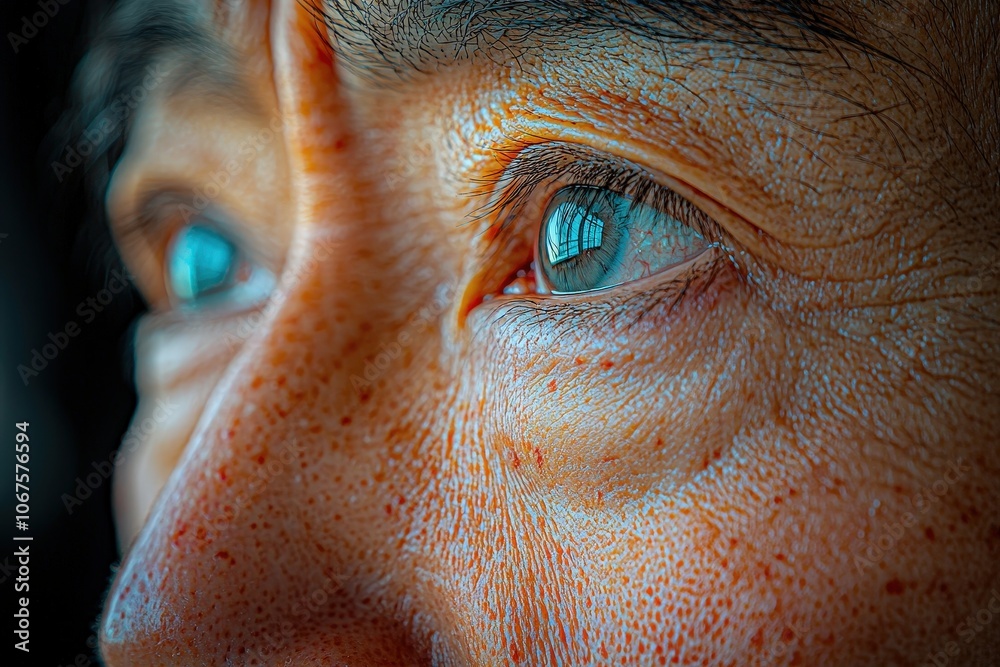 Close-up of reflective eyes capturing detailed emotions and intricate skin texture Close-up of reflective eyes capturing detailed emotions and intricate skin texture