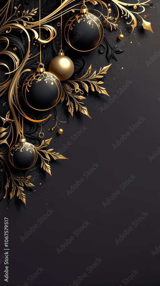 Luxurious black and gold Christmas decorations with a classic, aristocratic touch Luxurious black and gold Christmas decorations with a classic, aristocratic touch