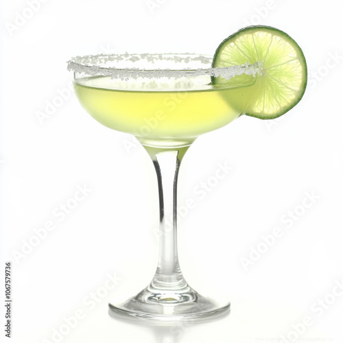 Wallpaper Mural A glass of lime margarita with a salted rim, isolated on a white background, showcasing a refreshing cocktail Torontodigital.ca