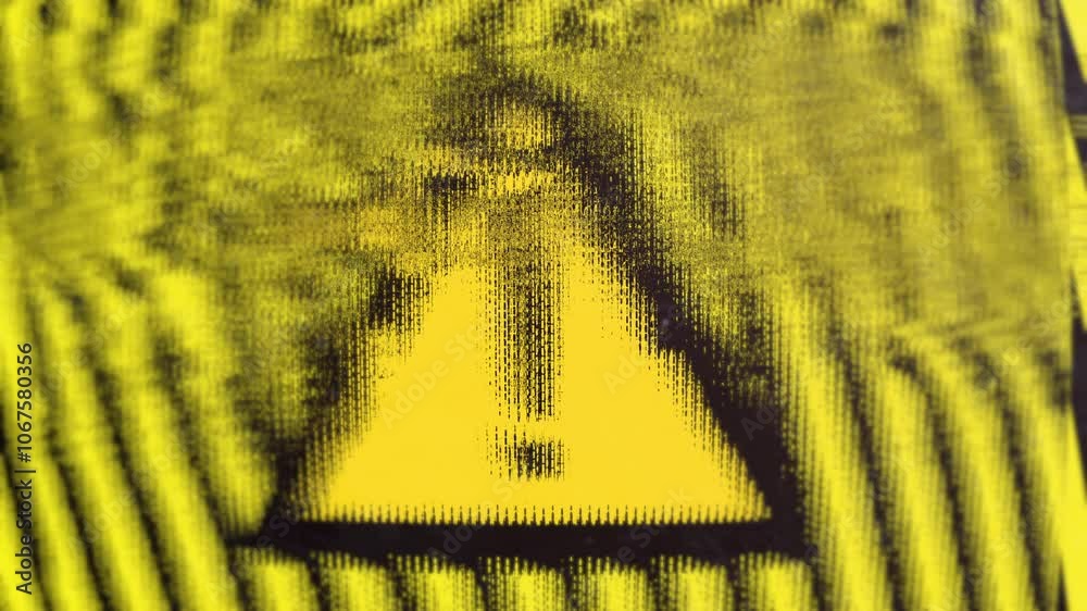 Yellow warning triangle Caution Sign Glitch Screen