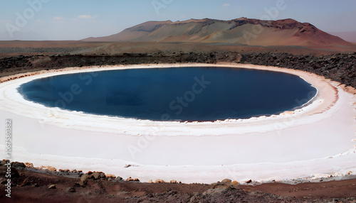 Striking view of salt flats at Lake Assal photo