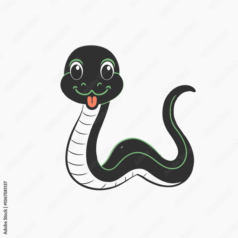 Fototapeta premium Cute black and white snake cartoon background