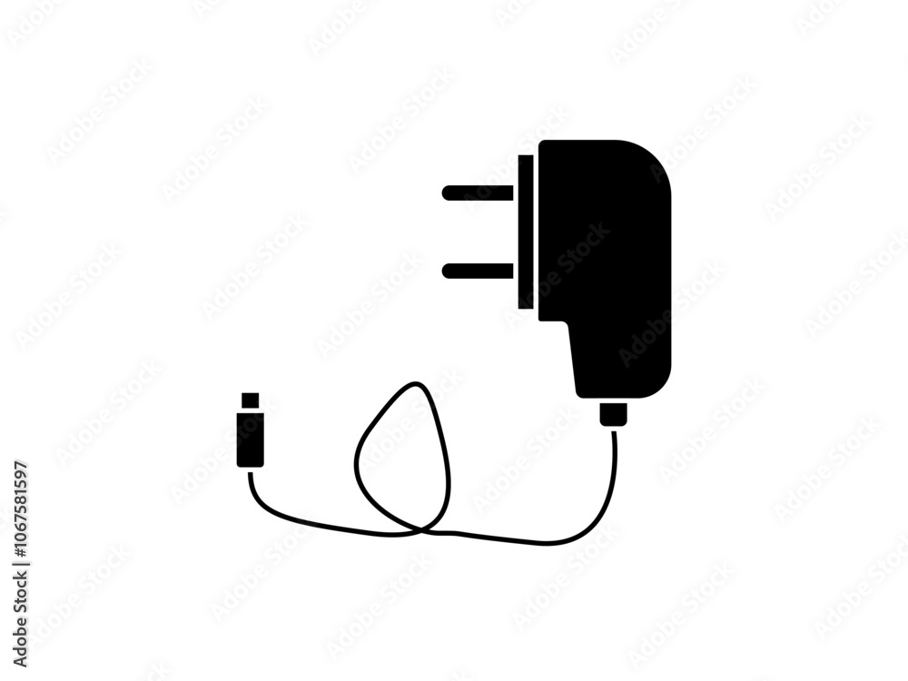 Obraz premium Mobile phone charger line icon. flat style sign for mobile concept and web design. Power adapter outline vector icon. Symbol, logo illustration. Vector graphics