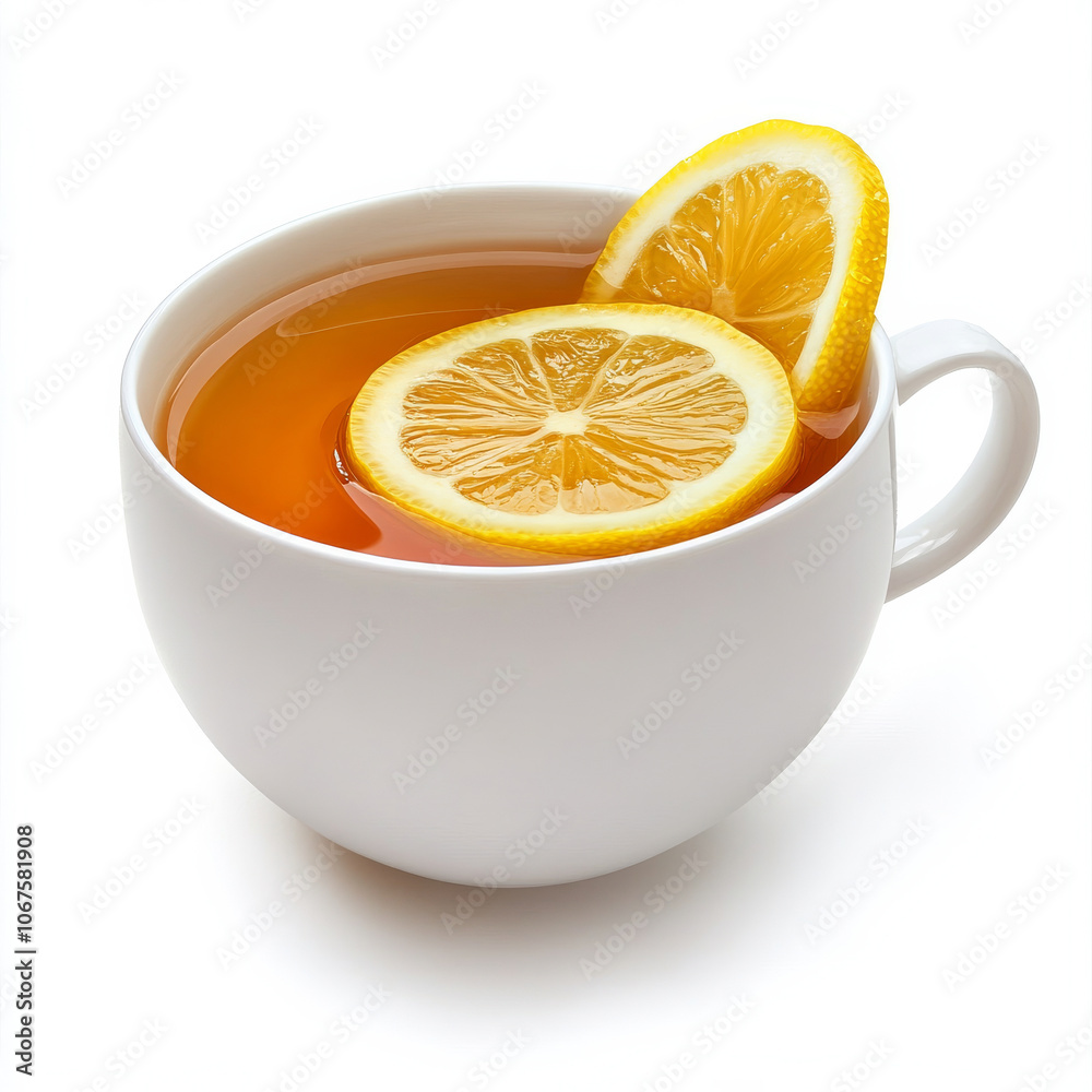 A cup of iced tea with lemon slice, isolated on a white background, showcasing a refreshing beverage A cup of iced tea with lemon slice, isolated on a white background, showcasing a refreshing beverage