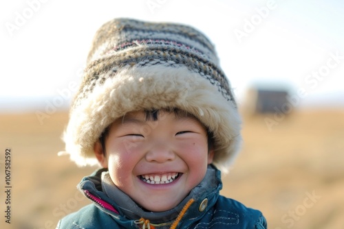 Little Mongolia boy 1970217 portrait outdoors smile.