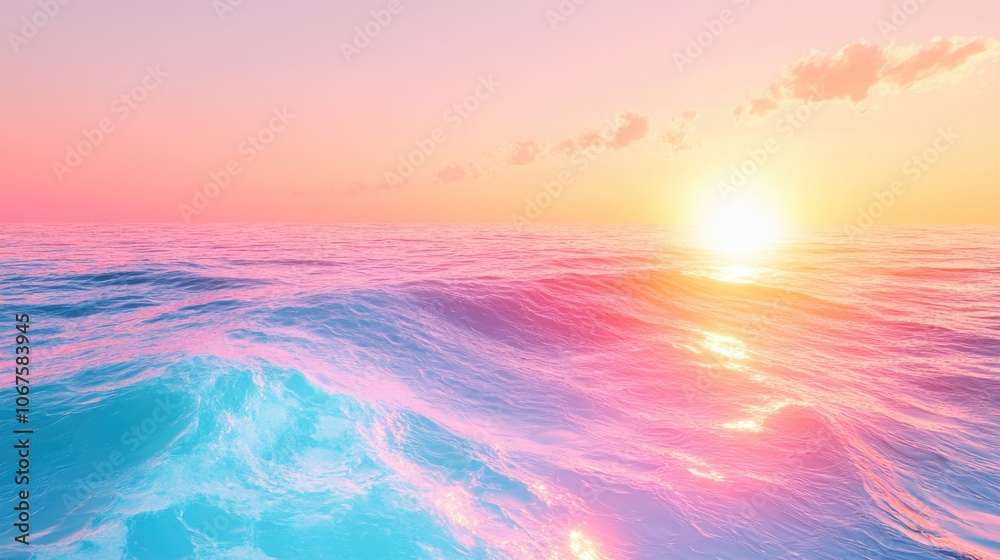 Obraz premium Sunset over ocean waves