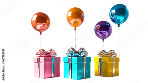 3d cartoon style gift boxes on white background
