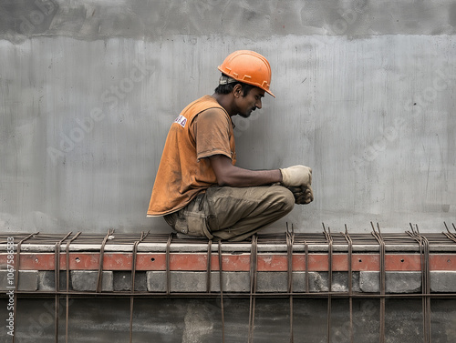 Industrial labourer on construction work.