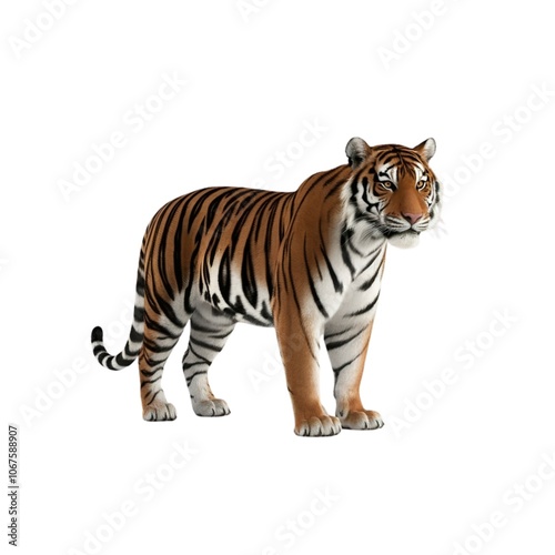 Full Side View of a Tiger – Isolated on Clean White