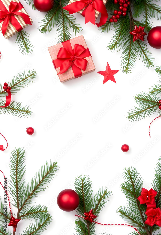 Christmas decoration with gift boxes on white Christmas decoration with gift boxes on white