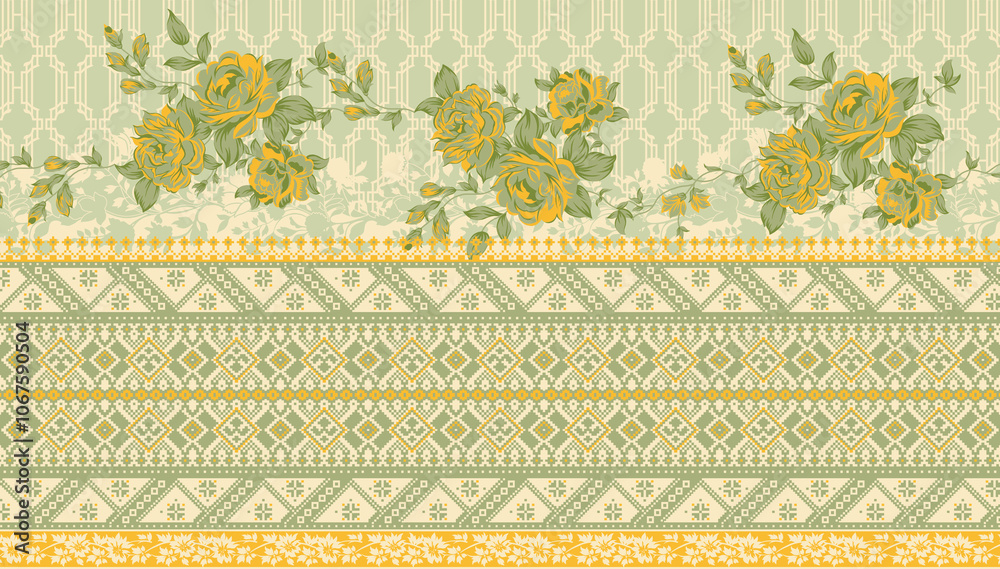 seamless beautiful wallpaper cards border design floral leaf vintage ornament Victorian geometric ethnic print paisley