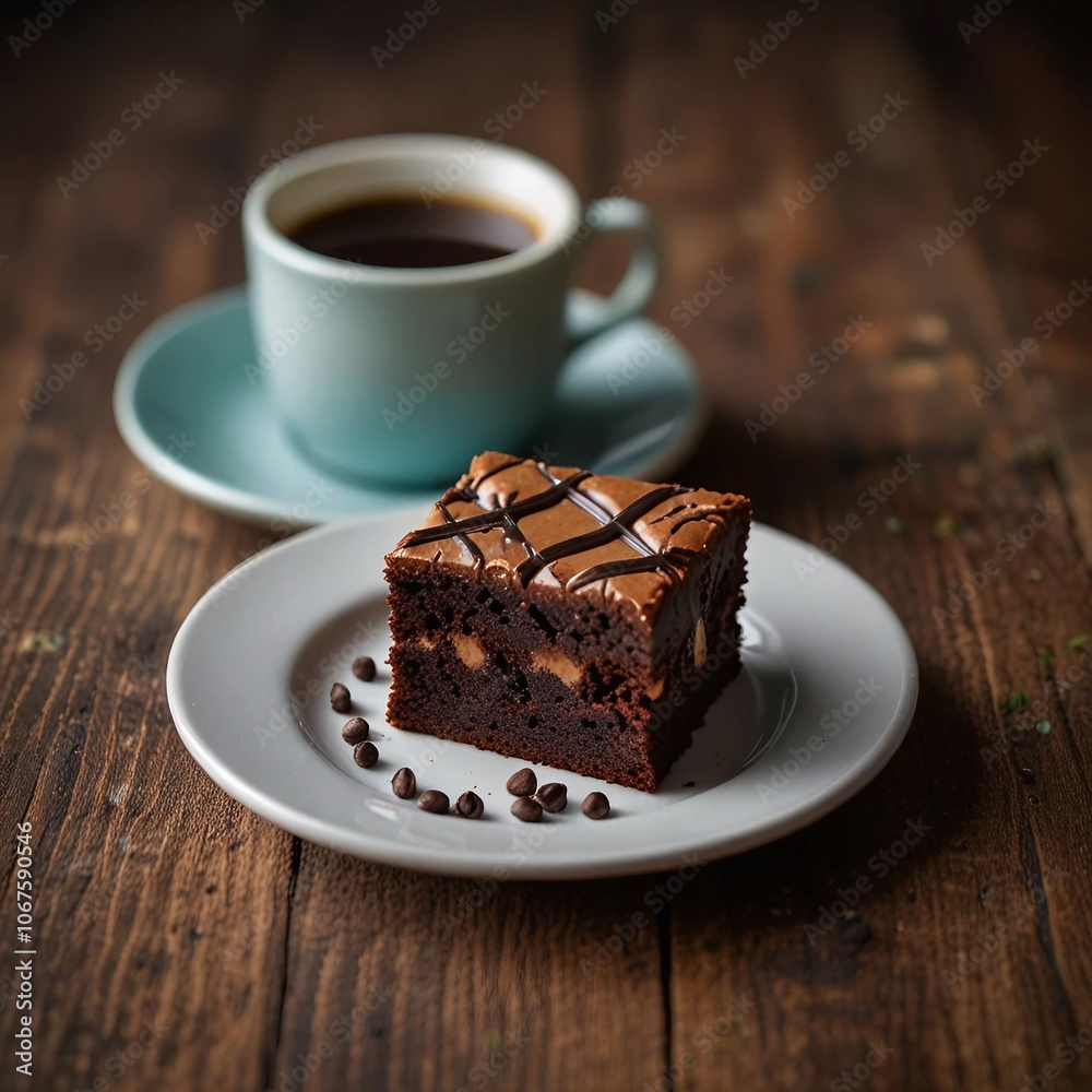Dessert brownies and coffee Dessert brownies and coffee