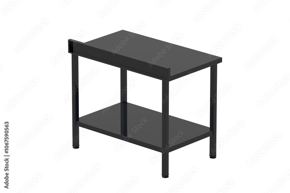 Single kitchen table isolated on white background. Professional equipment. Industrial furniture. 3d render Single kitchen table isolated on white background. Professional equipment. Industrial furniture. 3d render