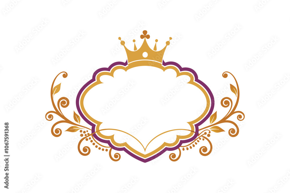 Elegant royal frame with crown vector art illustration. Elegant royal frame with crown vector art illustration.