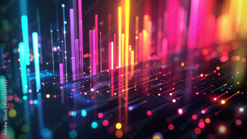 Fototapeta premium Abstract Neon Light Bars in Vibrant Gradient Colors