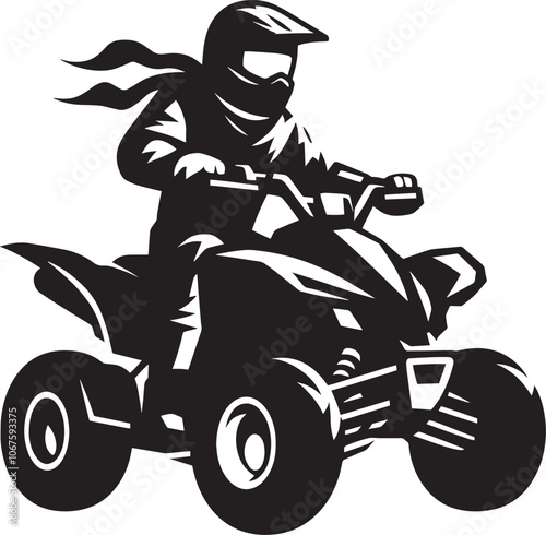 Quad bike rider mascot silhouette vector illustration isolated on a white background