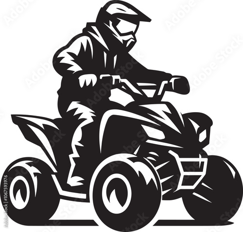 Quad bike rider mascot silhouette vector illustration isolated on a white background