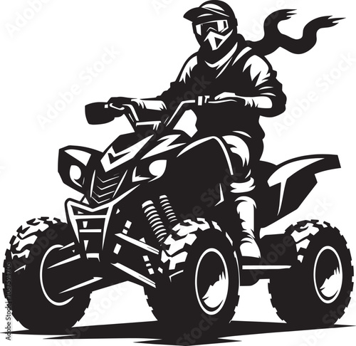 Quad bike rider mascot silhouette vector illustration isolated on a white background