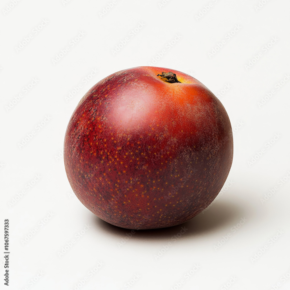 A single fresh nectarine, isolated on a white background, emphasizing a juicy stone fruit A single fresh nectarine, isolated on a white background, emphasizing a juicy stone fruit