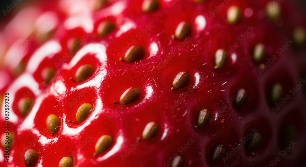 Close-up texture of ripe red strawberry surface Close-up texture of ripe red strawberry surface
