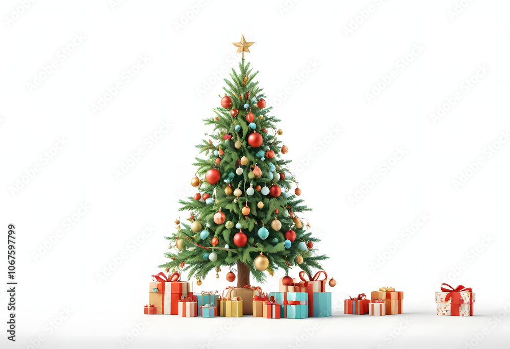 christmas tree with gift boxes isolated on white christmas tree with gift boxes isolated on white