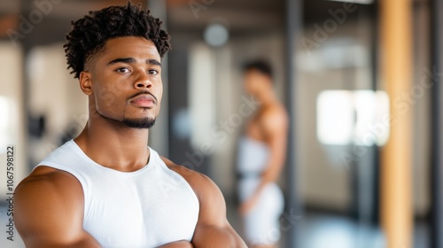 A determined athlete demonstrates strength and focus during a workout, highlighting perseverance and discipline in a modern gym setting designed for fitness enthusiasts. photo