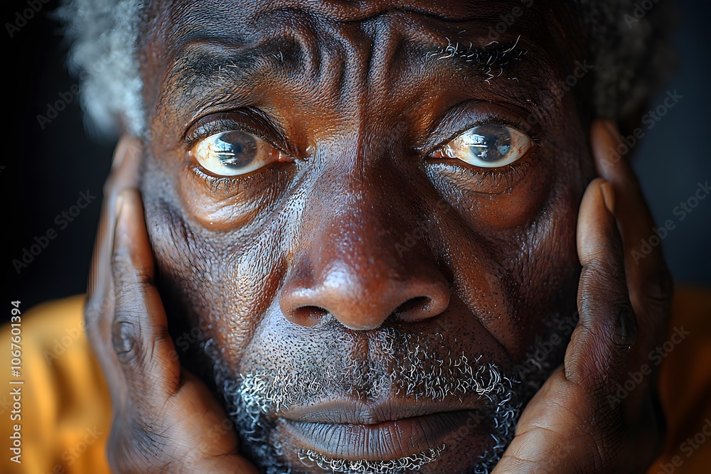 Elderly man portrait with thoughtful expression and deep emotional gaze Elderly man portrait with thoughtful expression and deep emotional gaze