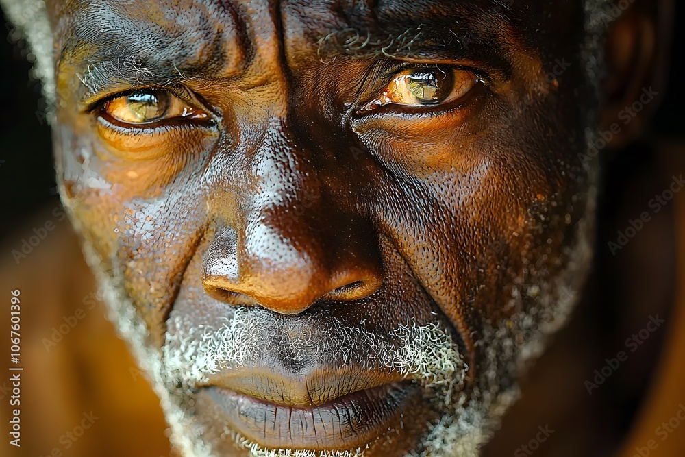 Elderly man with deep wrinkles and intense expression Elderly man with deep wrinkles and intense expression