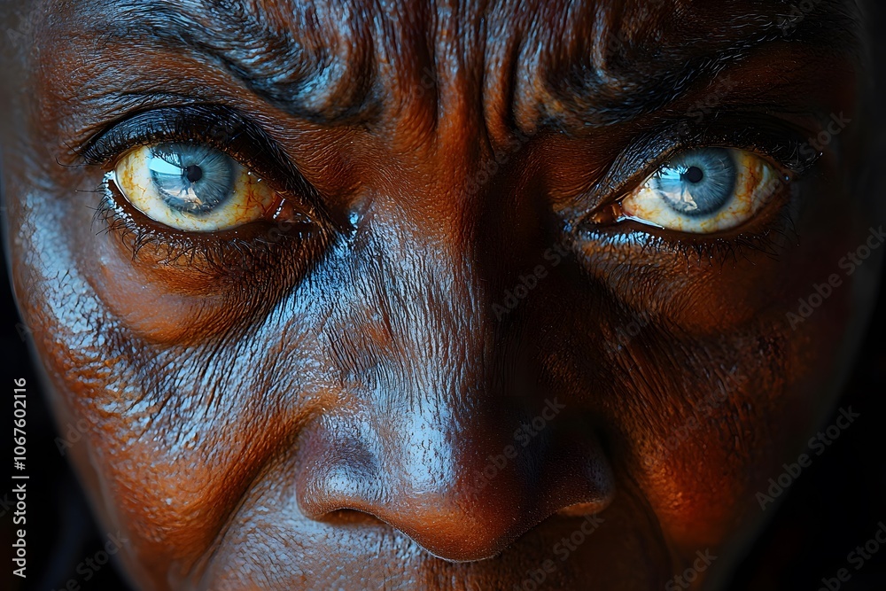 Intense close-up of elderly person's expressive eyes highlighting wrinkles and lived experience Intense close-up of elderly person's expressive eyes highlighting wrinkles and lived experience
