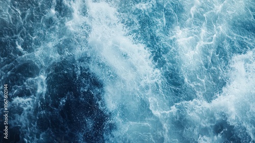 Keila waterfall texture, Estonia. Close-up, long exposure. Blue and white water splashes. Abstract natural pattern. Environmental conservation, travel destinations, graphic resource. Panoramic image photo