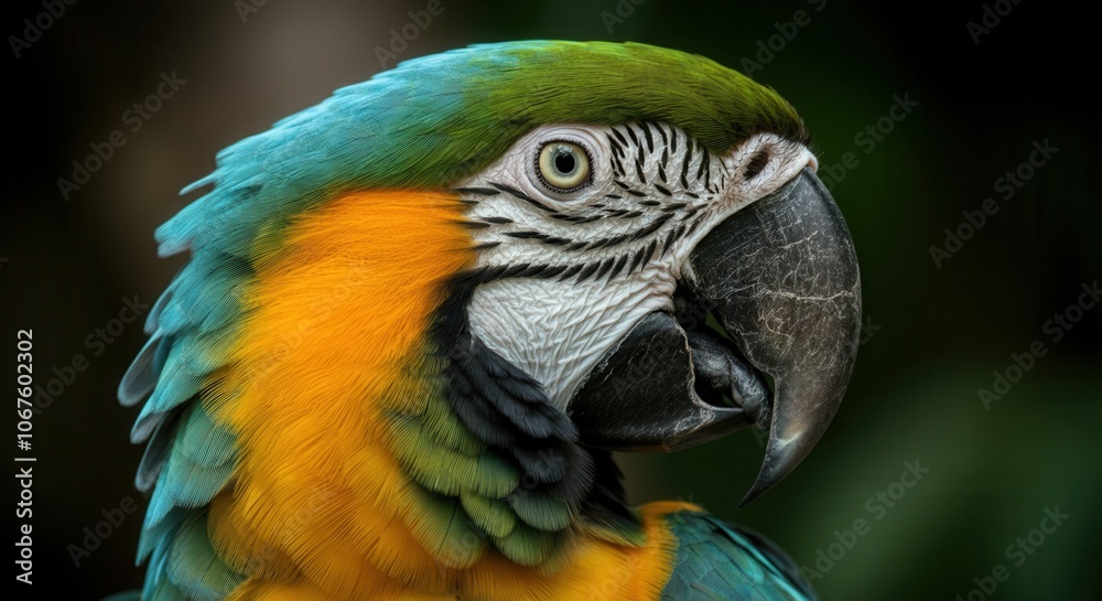 Vibrant close-up of majestic parrot in natural habitat Vibrant close-up of majestic parrot in natural habitat