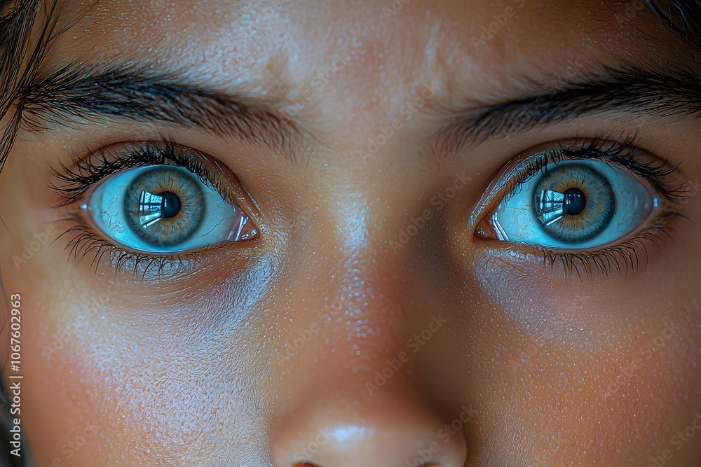 Vivid close-up of bright, mesmerizing eyes with intense focus and reflections Vivid close-up of bright, mesmerizing eyes with intense focus and reflections
