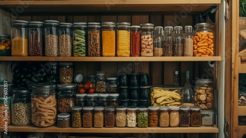 Nutritious Pantry Essentials, a well-organized space filled with whole foods, wholesome snacks, and ingredients promoting healthy weight management and balanced living