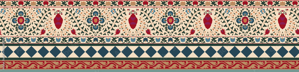 seamless beautiful wallpaper cards border design floral leaf vintage ornament Victorian geometric ethnic print paisley