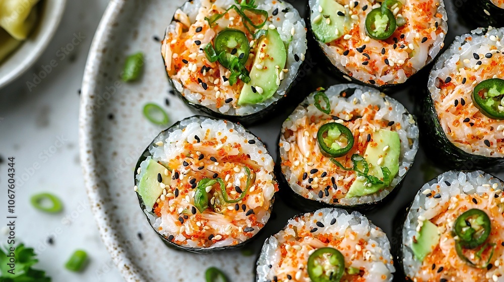 volcano roll with spicy tuna and creamy mayo drizzle volcano roll with spicy tuna and creamy mayo drizzle