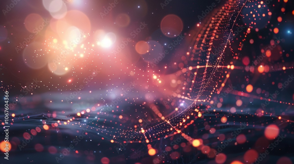 Abstract digital data particles in red and blue tones Abstract digital data particles in red and blue tones
