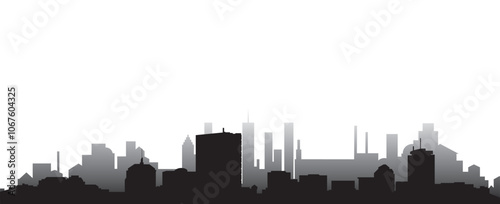 Black colored silhouette city skyline of city of Boston on white background