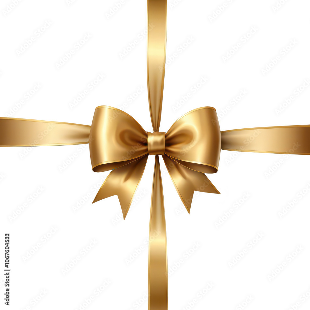 Elegant Golden Ribbon Bows on Transparent Background Elegant Golden Ribbon Bows on Transparent Background