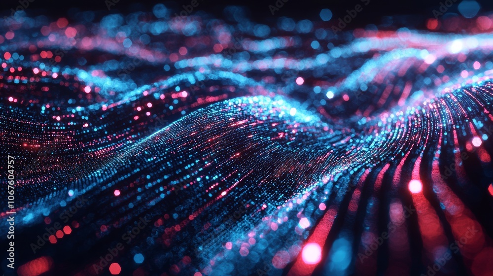 Dynamic waves of red and blue particles in digital motion