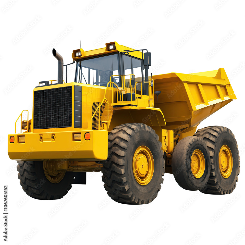 Yellow dump truck on transparent background, ideal for construction projects Yellow dump truck on transparent background, ideal for construction projects