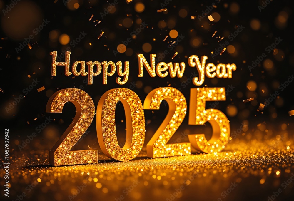 happy new year 2025 letters in gold and sparkles happy new year 2025 letters in gold and sparkles