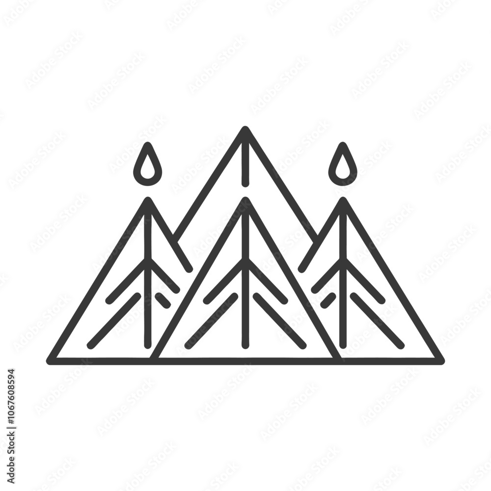 Stylized Geometric Mountain Range with Rain Stylized Geometric Mountain Range with Rain