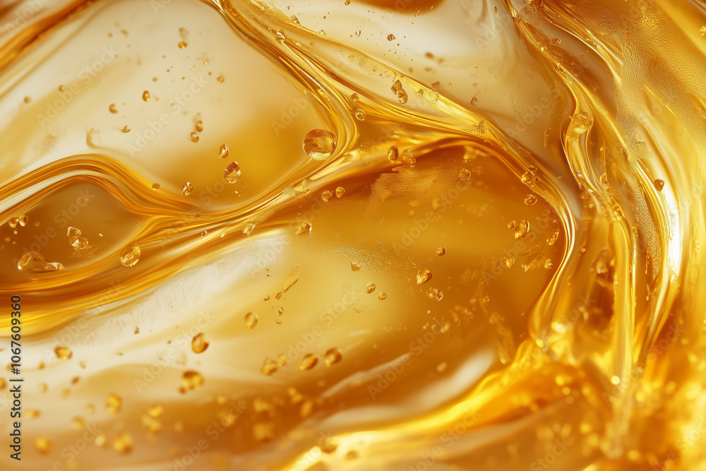 Abstract background with oily transparent texture with a golden hue, smooth swirls. Abstract background with oily transparent texture with a golden hue, smooth swirls.