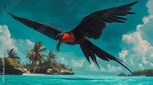 Frigate Bird Over Tropical Paradise photo